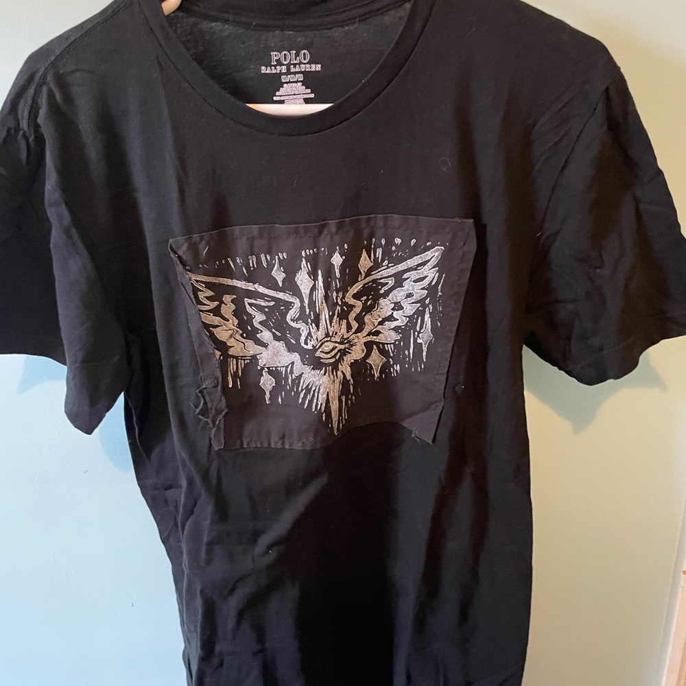 Polo by Ralph Lauren Black Tee with Silver Design